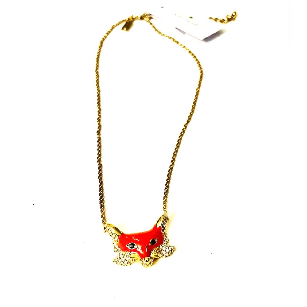 Kate Spade Gold Necklace into the woods with Red Fox Pendant